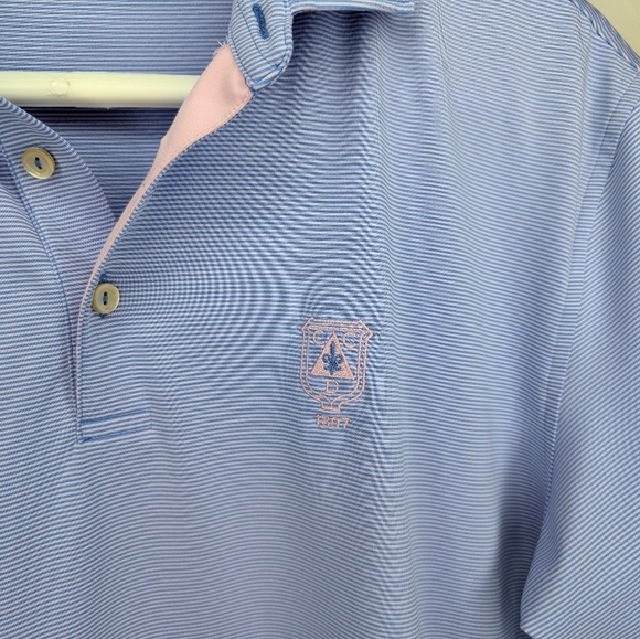 Peter Miller Summer Comfort Purple White Striped Golf Polo Top Mens M - Picture 4 of 12